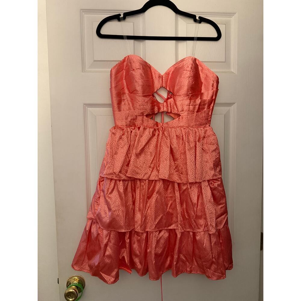 Cute Coral Shorty Dress With Glitter NWT